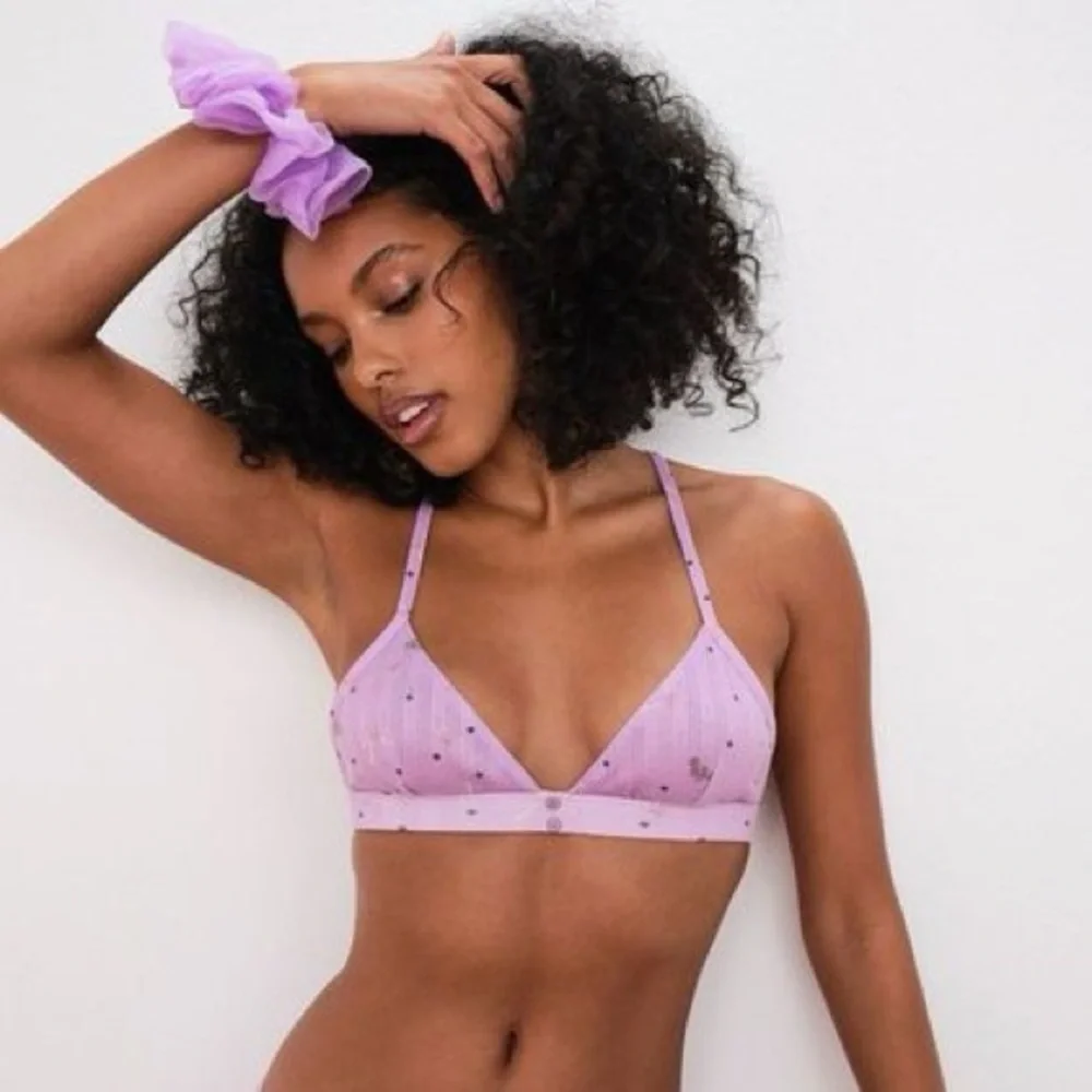 For Love and Lemons‎ NWT Pointelle Bralette Lavender Floral Print XS😊